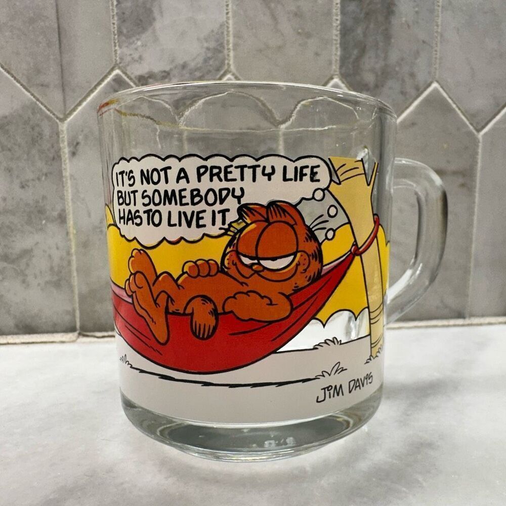 Vintage 1978 McDonald's Garfield and Odie By Jim Davis Glass Mug Multicolor OS